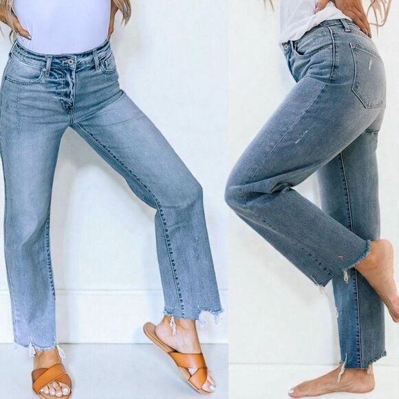 KanCan Light Wash High Rise Slim Wide Leg Jeans Size 13/30 NWT - Picture 5 of 13